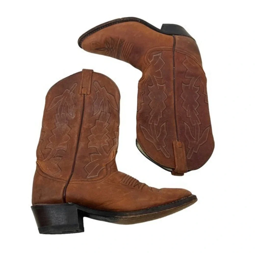 Vintage Dan Post brown leather Western Cowboy boots 226702 men's size 7.5